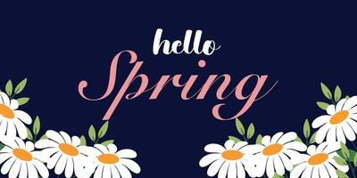 primavera manifesto modello con luminosa bellissimo fiori e moderno tipografia Ciao primavera. primavera sfondo, coperchio, vendita striscione, aviatore design. modello per pubblicità, ragnatela, sociale media. vettore
