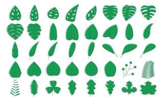 impostato di verde le foglie con schema vettore