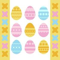 set di uova di Pasqua colorate isolate su uno sfondo bianco. con un motivo astratto. semplice illustrazione vettoriale piatto. adatto per la decorazione di cartoline, pubblicità, riviste, siti web.