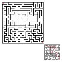 labirinto quadrato astratto. un gioco interessante per bambini e adolescenti. semplice illustrazione vettoriale piatto isolato su sfondo bianco. con la risposta.