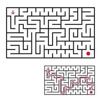 labirinto rettangolare astratto. un gioco interessante per bambini e adolescenti. semplice illustrazione vettoriale piatto isolato su sfondo bianco. con la risposta.