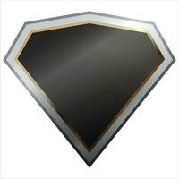 scudo icona con brillante metallo telaio. nero protezione, sicurezza e difesa simbolo. medievale design elemento. vettore scudo icona