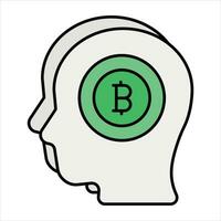 bitcoin mente colore schema icona design stile vettore