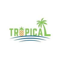 tropicale marchio di parole logo design creativo testo logo oceano palma albero vettore