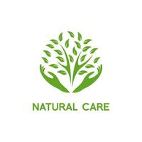 mano e foglia concetto ,naturale cura logo design vettore Immagine illustrazione