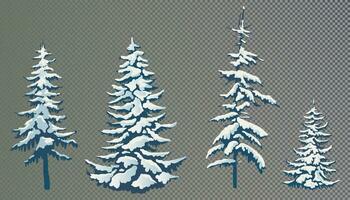 realistico vettore illustrazione di un' abete rosso albero nel il neve. verde soffice pino. inverno innevato alberi. elementi per il Natale scena.