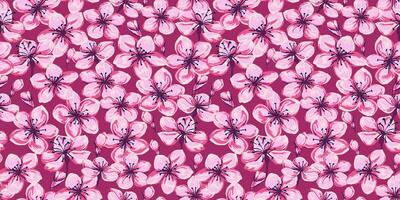 artistico, astratto fioritura rosa fiori senza soluzione di continuità modello. floreale spazzola strutturato Borgogna Stampa. vettore mano disegnato schizzo arte. moderno modello per design