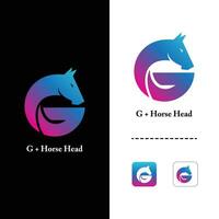 g lettera con cavallo testa creativo logo design vettore