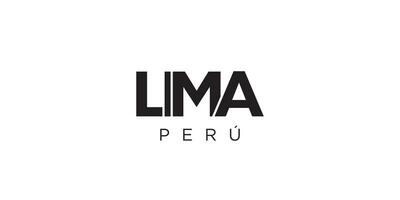 Lima nel il Perù emblema. il design Caratteristiche un' geometrico stile, vettore illustrazione con grassetto tipografia nel un' moderno font. il grafico slogan scritta.