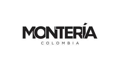 montería nel il Colombia emblema. il design Caratteristiche un' geometrico stile, vettore illustrazione con grassetto tipografia nel un' moderno font. il grafico slogan scritta.