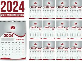 2024 parete calendario design modello vettore