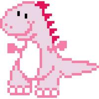 dinosauro cartone animato icona nel pixel stile vettore