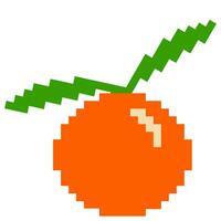 arancia cartone animato icona nel pixel stile vettore