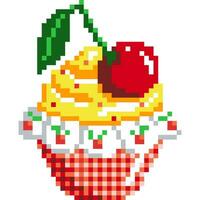 tazza torta cartone animato icona nel pixel stile vettore