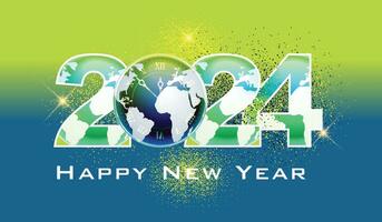 contento nuovo anno 2024, nuovo anno saluto carta, nuovo anno splendente sfondo vettore