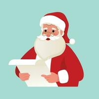 carino Santa Claus lettura figli di lettere. vettore illustrazione nel cartone animato piatto stile