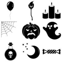 set di icone spaventose di halloween in stile piatto per il web vettore