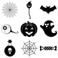 set di icone spaventose di halloween in stile piatto per il web vettore