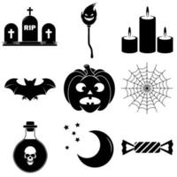 set di icone spaventose di halloween in stile piatto per il web vettore
