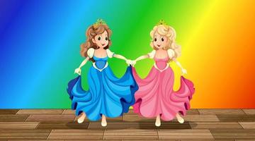 personaggio dei cartoni animati della principessa su sfondo sfumato arcobaleno vettore