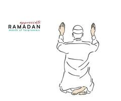 linea arte vettore di Ramadan osservazione. il santo mese Ramadan.
