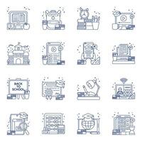 pacchetto di icone lineari di istruzione vettore