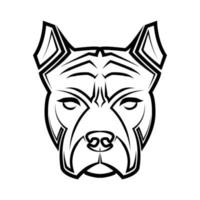 linea arte in bianco e nero della testa di cane pitbull. buon uso per simbolo, mascotte, icona, avatar, tatuaggio, design di t-shirt, logo o qualsiasi disegno