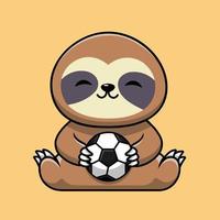 simpatico bradipo che tiene in mano un pallone da calcio
