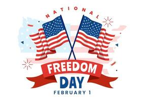 nazionale la libertà giorno vettore illustrazione su 1 febbraio con Stati Uniti d'America bandiera e mani nel manette per onorare tutti chi servito nel piatto sfondo