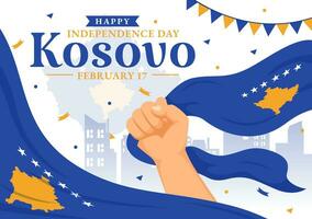 kosovo indipendenza giorno vettore illustrazione su febbraio 17 con agitando bandiera nel contento repubblica celebrazione vacanza su piatto cartone animato sfondo
