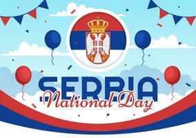 Serbia nazionale giorno vettore illustrazione su 15 febbraio con agitando bandiera nel indipendenza vacanza celebrazione piatto cartone animato sfondo design