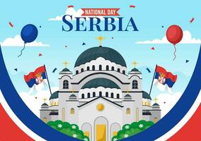 Serbia nazionale giorno vettore illustrazione su 15 febbraio con agitando bandiera nel indipendenza vacanza celebrazione piatto cartone animato sfondo design