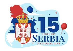 Serbia nazionale giorno vettore illustrazione su 15 febbraio con agitando bandiera nel indipendenza vacanza celebrazione piatto cartone animato sfondo design