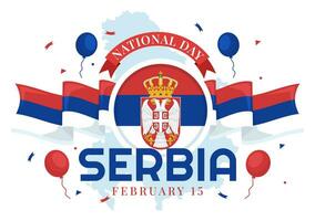 Serbia nazionale giorno vettore illustrazione su 15 febbraio con agitando bandiera nel indipendenza vacanza celebrazione piatto cartone animato sfondo design