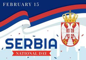 Serbia nazionale giorno vettore illustrazione su 15 febbraio con agitando bandiera nel indipendenza vacanza celebrazione piatto cartone animato sfondo design