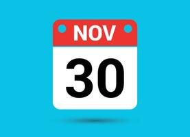 novembre 30 calendario Data piatto icona giorno 30 vettore illustrazione