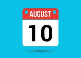 agosto 10 calendario Data piatto icona giorno 10 vettore illustrazione