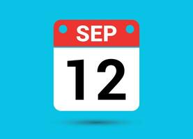 settembre 12 calendario Data piatto icona giorno 12 vettore illustrazione