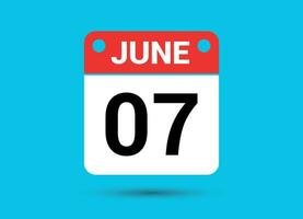 giugno 7 calendario Data piatto icona giorno 7 vettore illustrazione