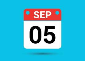 settembre 5 calendario Data piatto icona giorno 5 vettore illustrazione