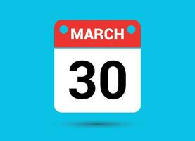 marzo 30 calendario Data piatto icona giorno 30 vettore illustrazione
