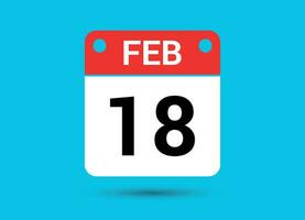 febbraio 18 calendario Data piatto icona giorno 18 vettore illustrazione