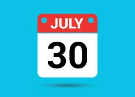 luglio 30 calendario Data piatto icona giorno 30 vettore illustrazione