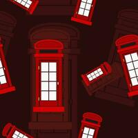 modificabile rosso tipico tradizionale inglese telefono cabina nel piatto stile vettore illustrazione come senza soluzione di continuità modello con buio sfondo per Inghilterra cultura tradizione e storia