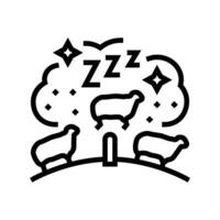 conteggio pecora dormire notte linea icona vettore illustrazione