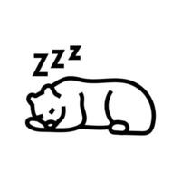 addormentato orso dormire notte linea icona vettore illustrazione
