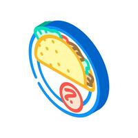 tacos messicano cucina isometrico icona vettore illustrazione