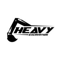 scavatrice costruzione logo disegno, scavatrice logo elemento pesante attrezzatura opera. mezzi di trasporto veicolo estrazione vettore