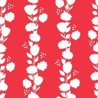 senza soluzione di continuità modello con bianca sagome di fiori su un' rosso sfondo. floreale astratto sfondo vettore