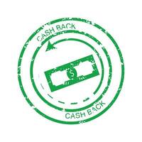 cashback gomma da cancellare francobollo. denaro contante indietro attività commerciale i soldi, illustrazione di grunge garanzia finanza vettore